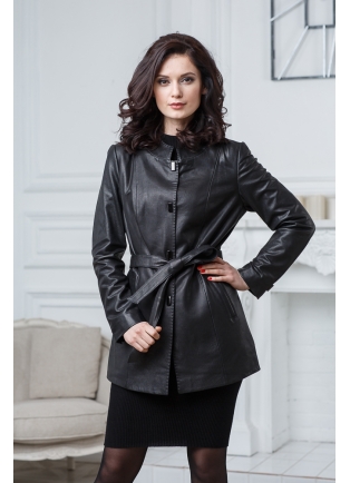 Черный женский пиджак с поясом