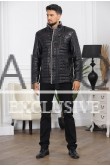 Кожаная черная куртка-дубленка для мужчин 