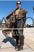 Дубленка-пальто леопард двухсторонняя