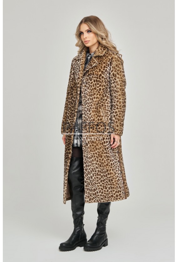 Дубленка-пальто леопард