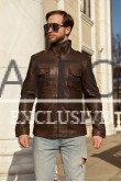 Мужская коричневая куртка из кожи