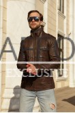 Мужская коричневая куртка из кожи