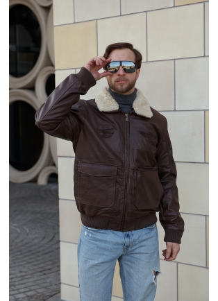 Кожаная зимняя мужская куртка Зима 2024