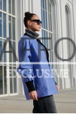 Голубая куртка из кожи Новинка 2024 Итальянская коллекция