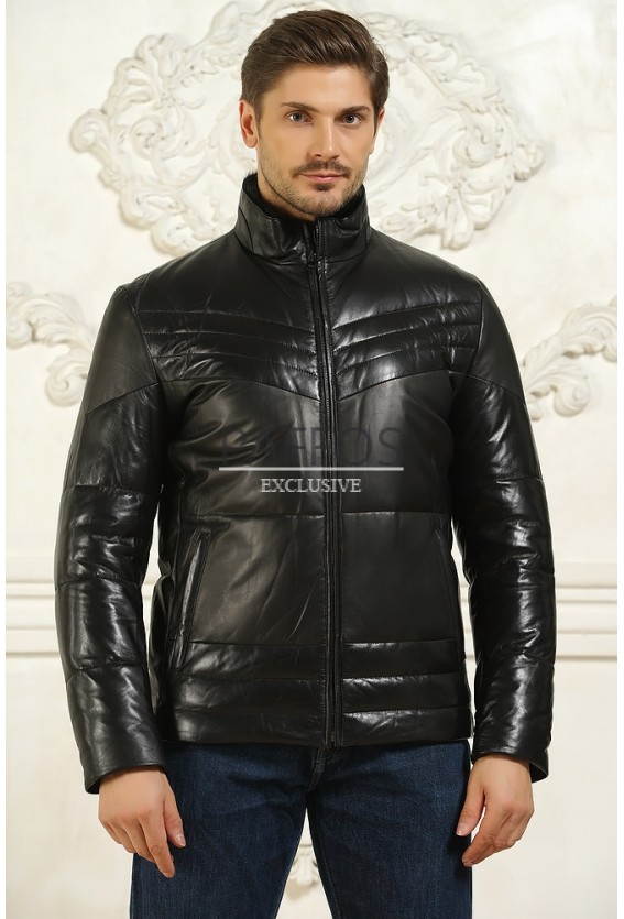 Классическая мужская черная зимняя куртка