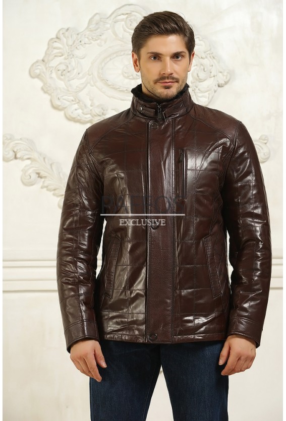 Мужская коричневая куртка с мехом Зима 2014