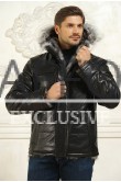 Мужская зимняя черная куртка с мехом