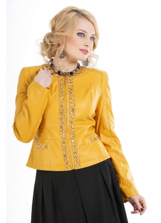 Женская желтая куртка Весна-Осень 2015