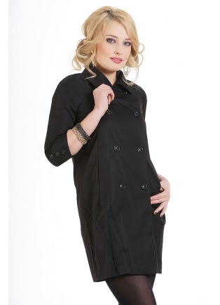 Черное текстильное женское пальто