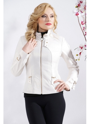 Белая женская кожаная куртка 