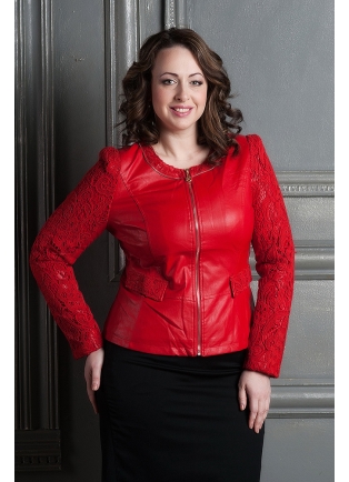 Красная куртка из эко-кожи Весна-Осень 2014