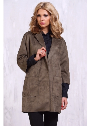 Модное пальто из экозамши