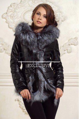Женская куртка с мехом чернобурки