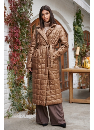 Кожаное утепленное пальто Donna Banitta.