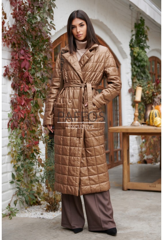 Кожаное утепленное пальто Donna Banitta.