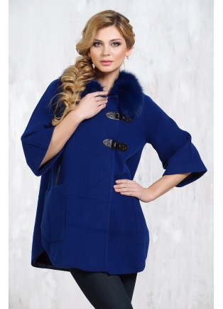 Женское пальто синего цвета