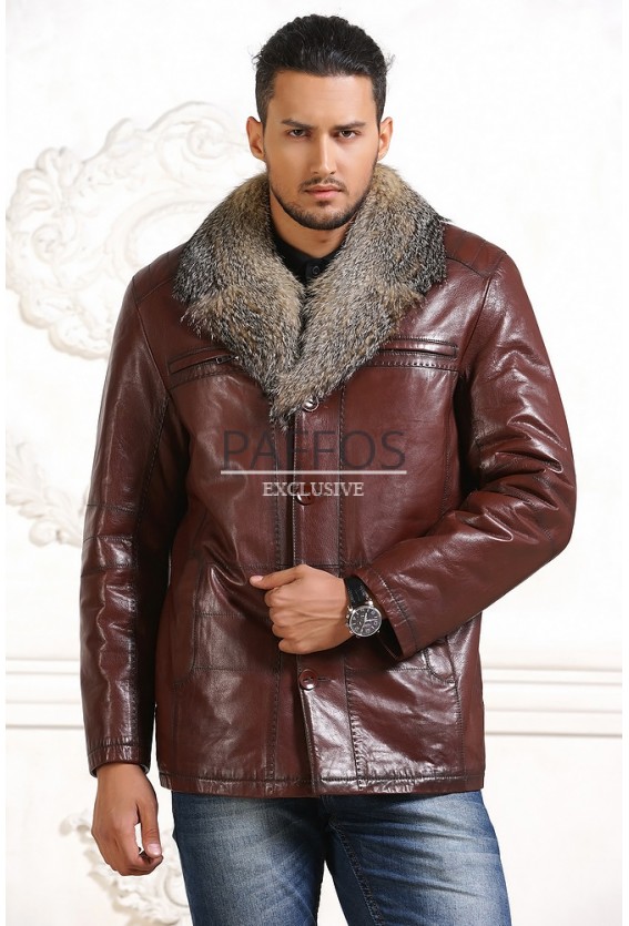 Коричневая зимняя мужская куртка