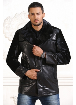 Нарядная комбинированная мужская куртка Зима 2015
