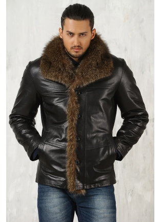 Мужская зимняя куртка с мехом енота
