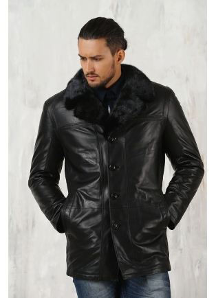 Классическая мужская куртка с мехом норки