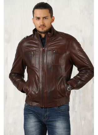 Мужская коричневая куртка на резинки