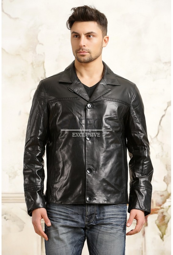 Классическая модель весенней куртки из кожи для мужчин