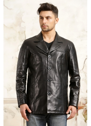 Черная кожаная куртка для мужчины